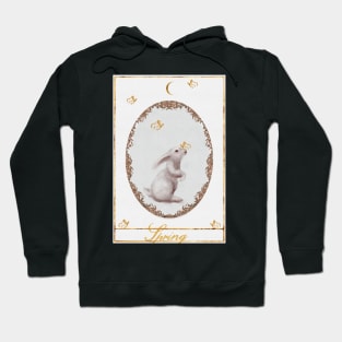 Tarot Card Gold Watercolor Rabbit| Gold Crescent Moon| Gold Butterflies Hoodie